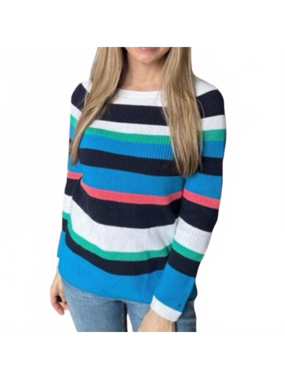 Tommy Hilfiger Women’s 100% Cotton Striped Cable Knit Sweater Size XL